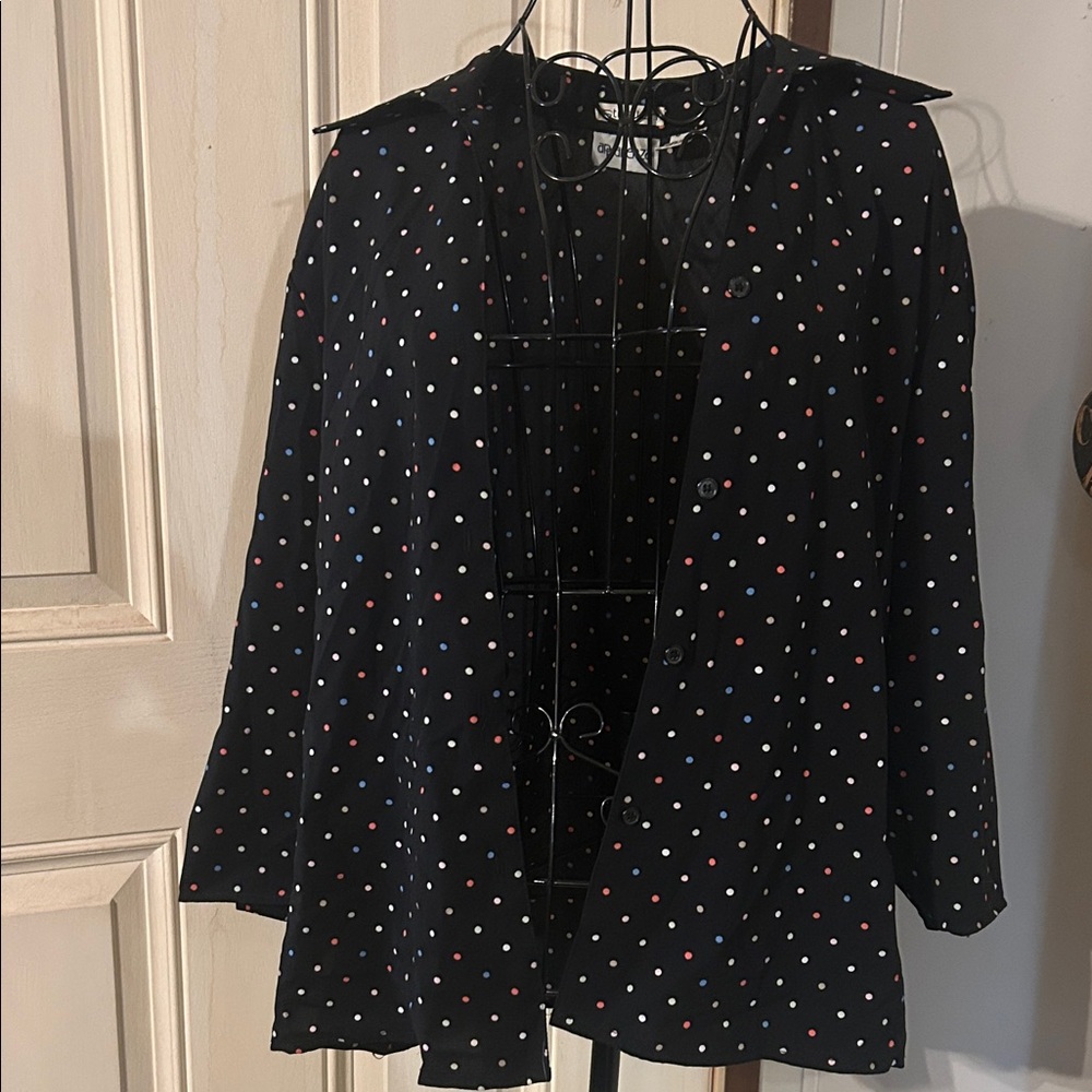 Apparenza Black Polka Dot Button Down Shirt